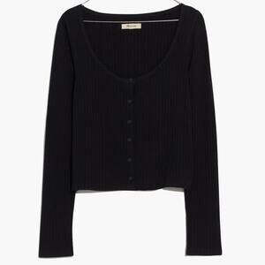 Madewell Ribbed Cardigan Crop Tee - Black Size S